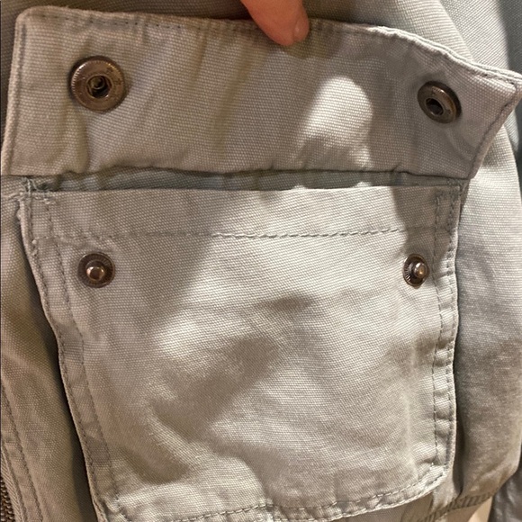 Wild Fable Soft Green-Blue Cropped Canvas Bomber Jacket with Stand-Up Collar - Picture 5 of 11